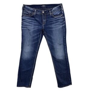 Silver Jeans, Women's, 34x32, Suki Straight Mid Rise Curvy Jeans Dark Wash